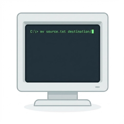 The Pre-GUI Era- The Command Line A retro computer monitor displaying a simple command-line interface with green text on a dark background.
