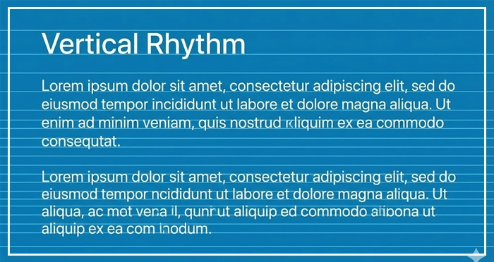 Typography aligned to a baseline grid system Typography aligned to a baseline grid system to establish vertical rhythm in UI design.