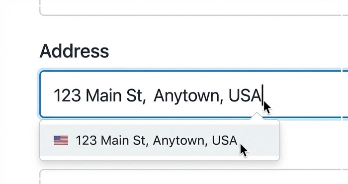 web form utilizing auto-fill technology to automatically populate address fields An example of a web form utilizing auto-fill technology to automatically populate address fields, reducing user effort in completing forms.